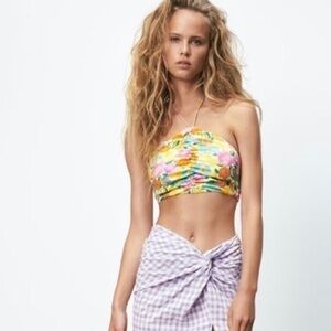 Zara Floral Halter Tie top
